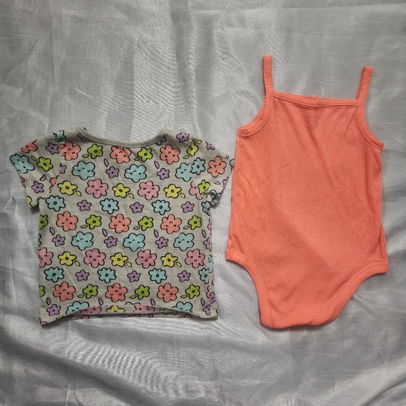 Garanimals Baby Girls' 2-Piece Set - Floral Tee & Ribbed Bodysuit, Size 24 Month - Picture 3 of 5